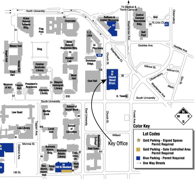 Location map of Key Office on Central  Campus